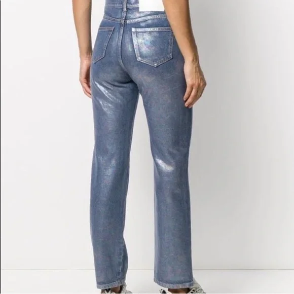 MSGM Blue Straight Leg High-Waisted Jeans - Picture 6 of 9